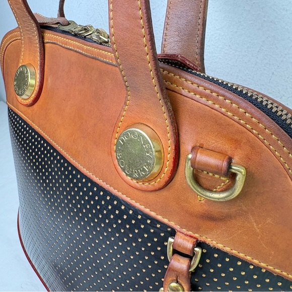 Dooney Bourke Vintage Satchel Crossbody Convertible Perforated Leather Bag Purse - Picture 8 of 16